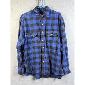 Cold Storage Shirt Mens Large Blue Plaid Flannel Button Up Outdoor Workwear